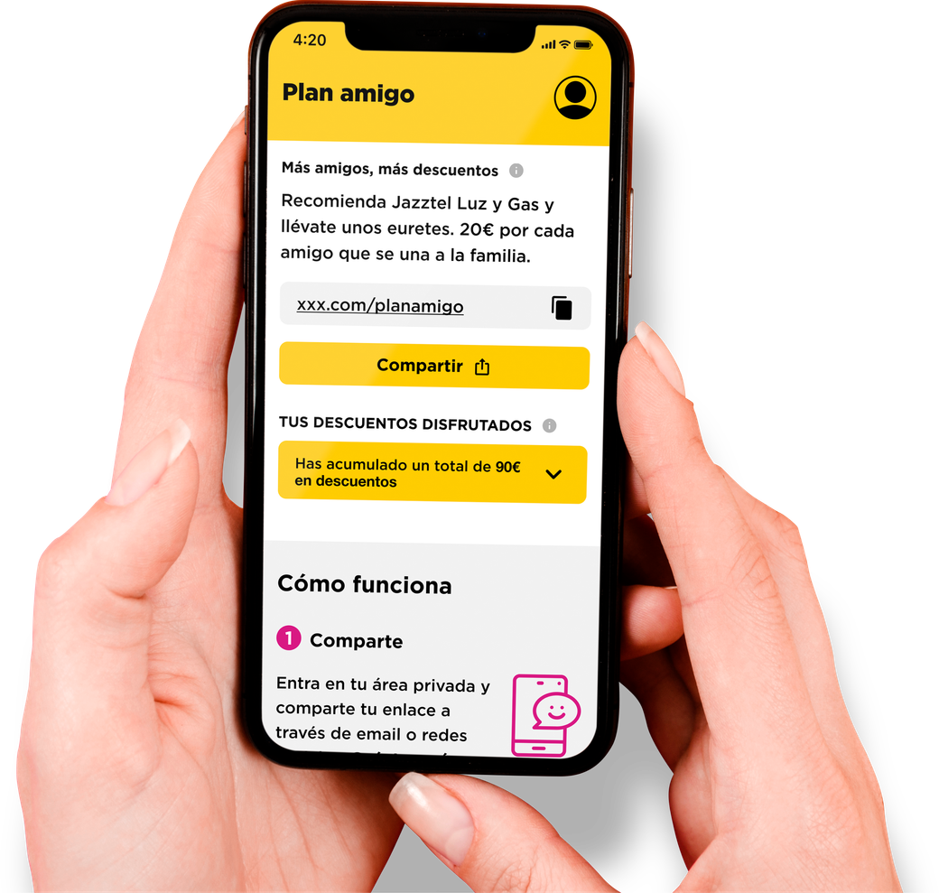 Jazztel LUZ y GAS - Invita a tus amigos a través de la App